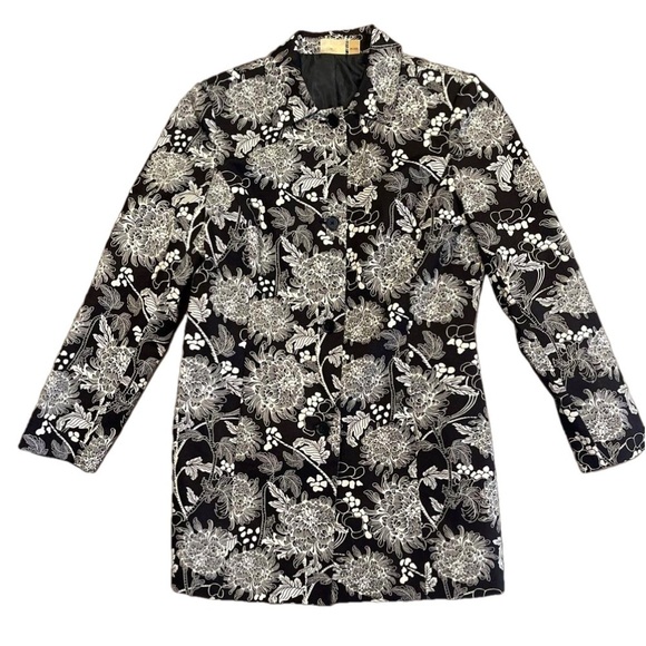 Caslon Floral Cotton Stretch Long Blazer Jacket M Petite (Fits S–M) - Picture 3 of 7